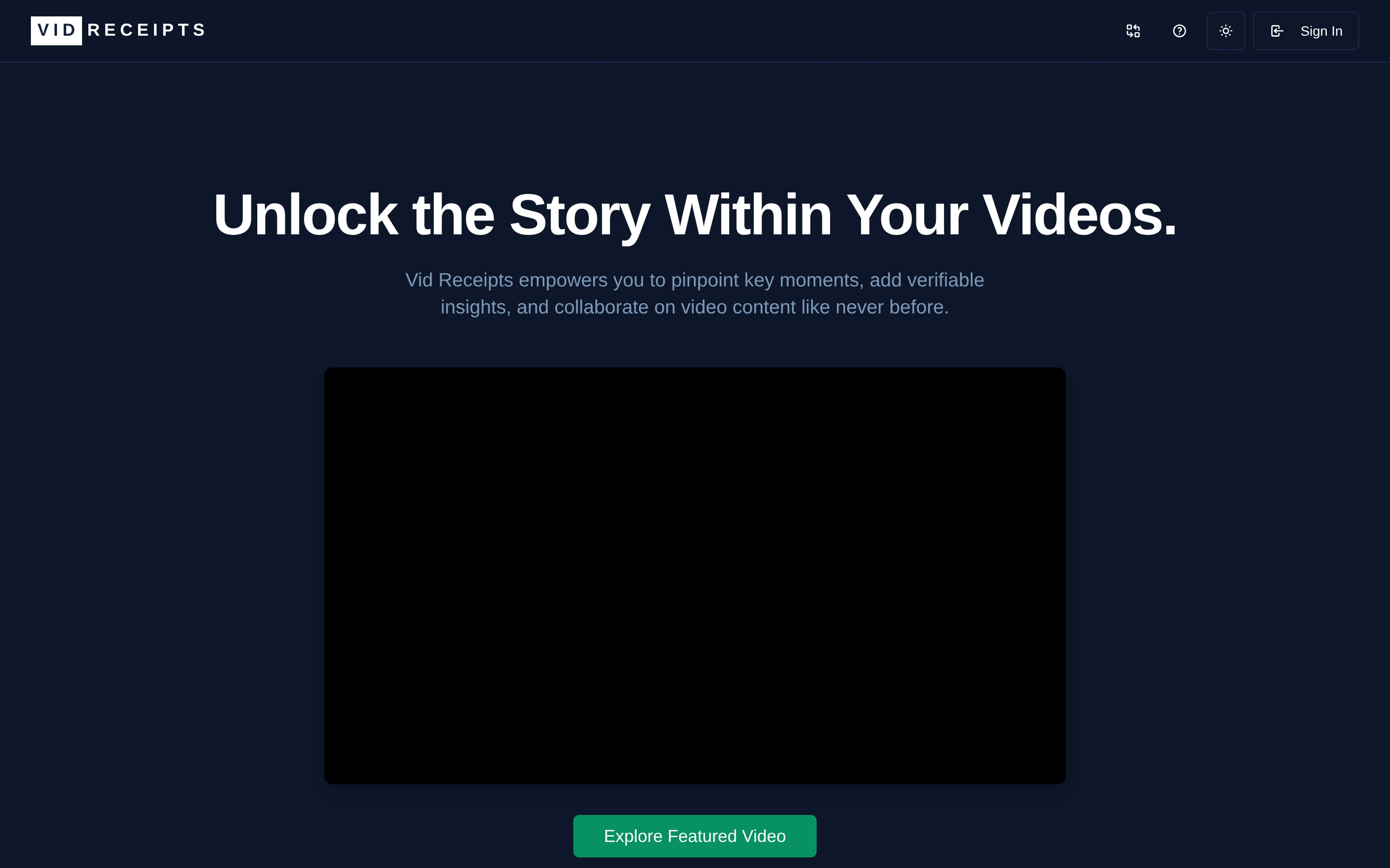 The Vid Receipts interface where personas are accessible