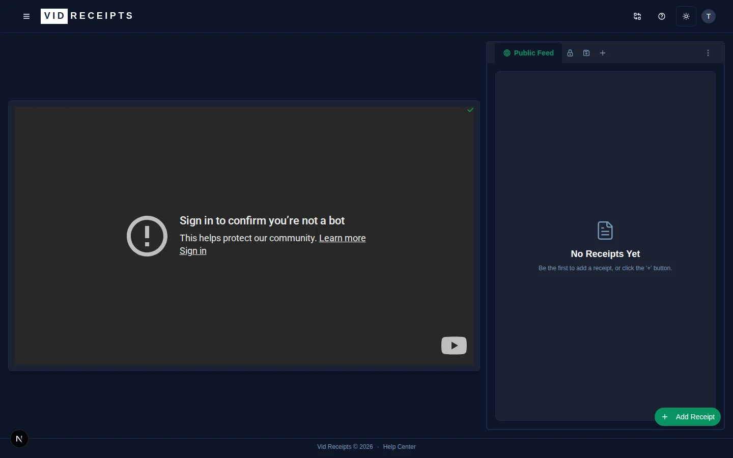 The feed tabs and selector on a video page